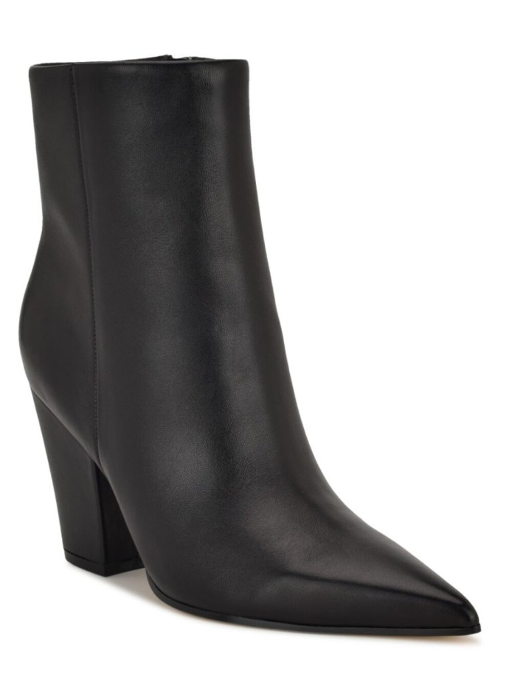 Nine West Ariza Leather Pointed Toe Block Heel Boots Black Size 9 M NWT